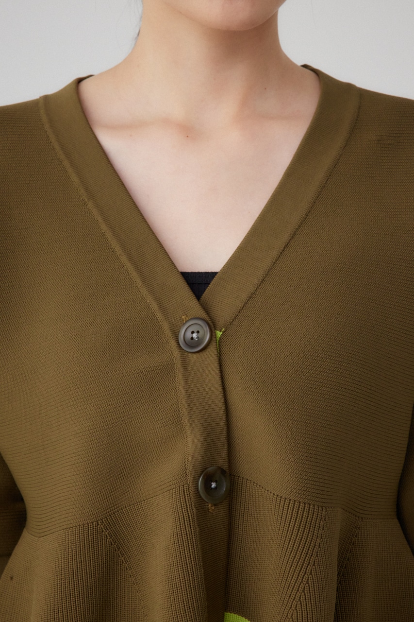 【PLUS】コクーンスリーブペプラムカーディガン KHA FREE