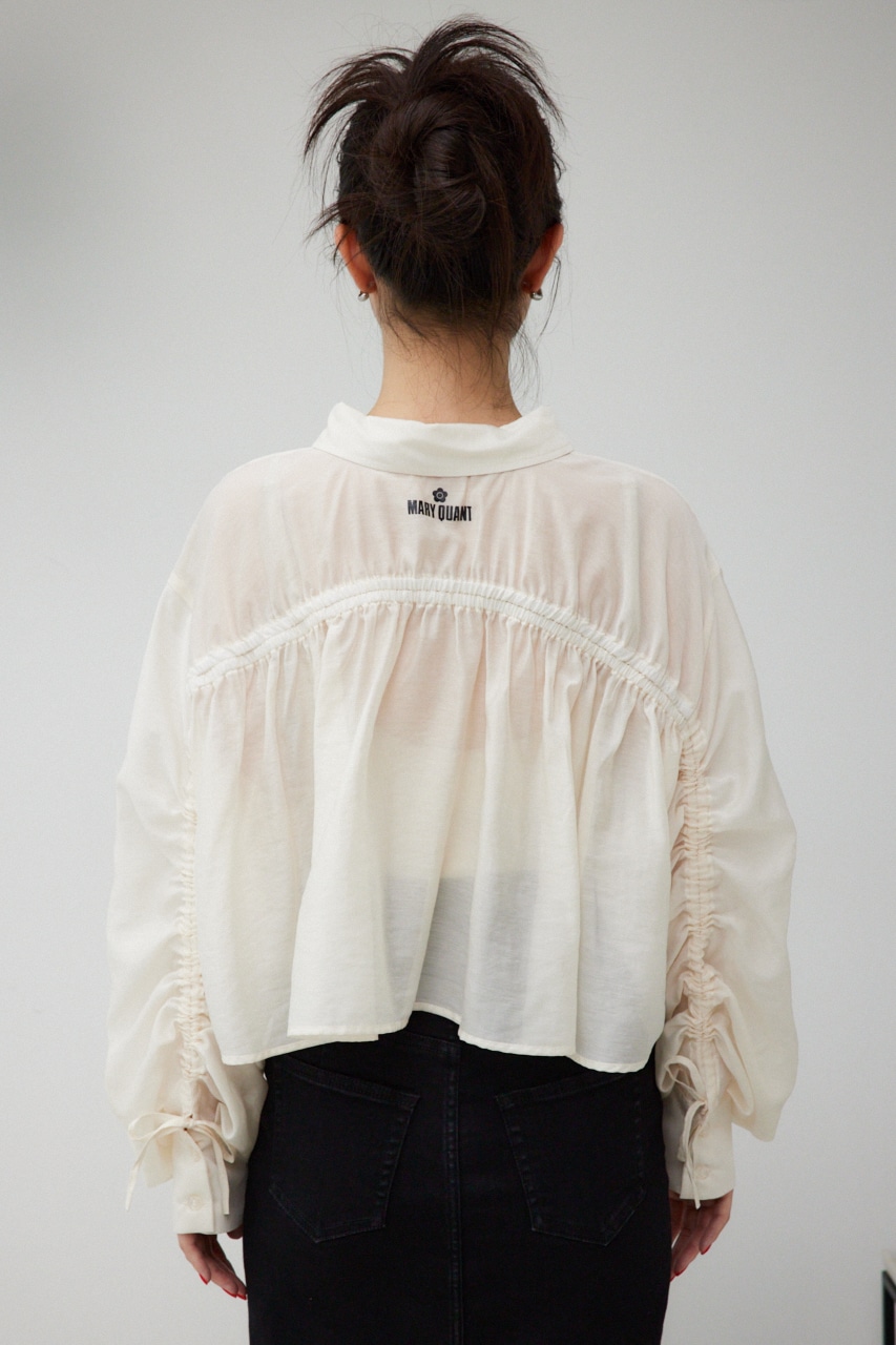 MARY QUANT×AZUL ギャザーシアーシャツ IVOY FREE