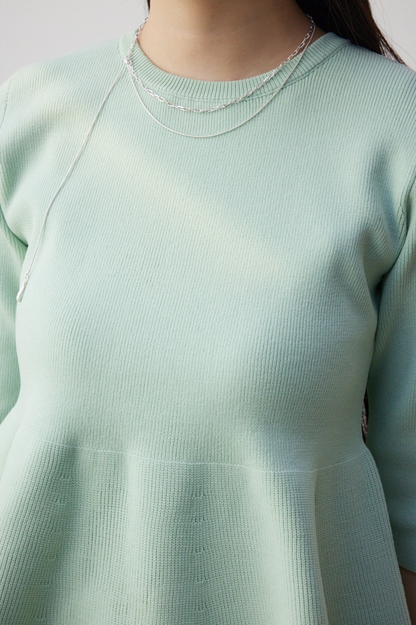 ペプラム5分袖ニットトップス M/MINT FREE