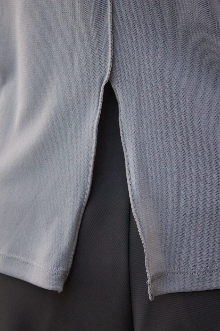 バックスリットシアーロングトップス L/GRY FREE