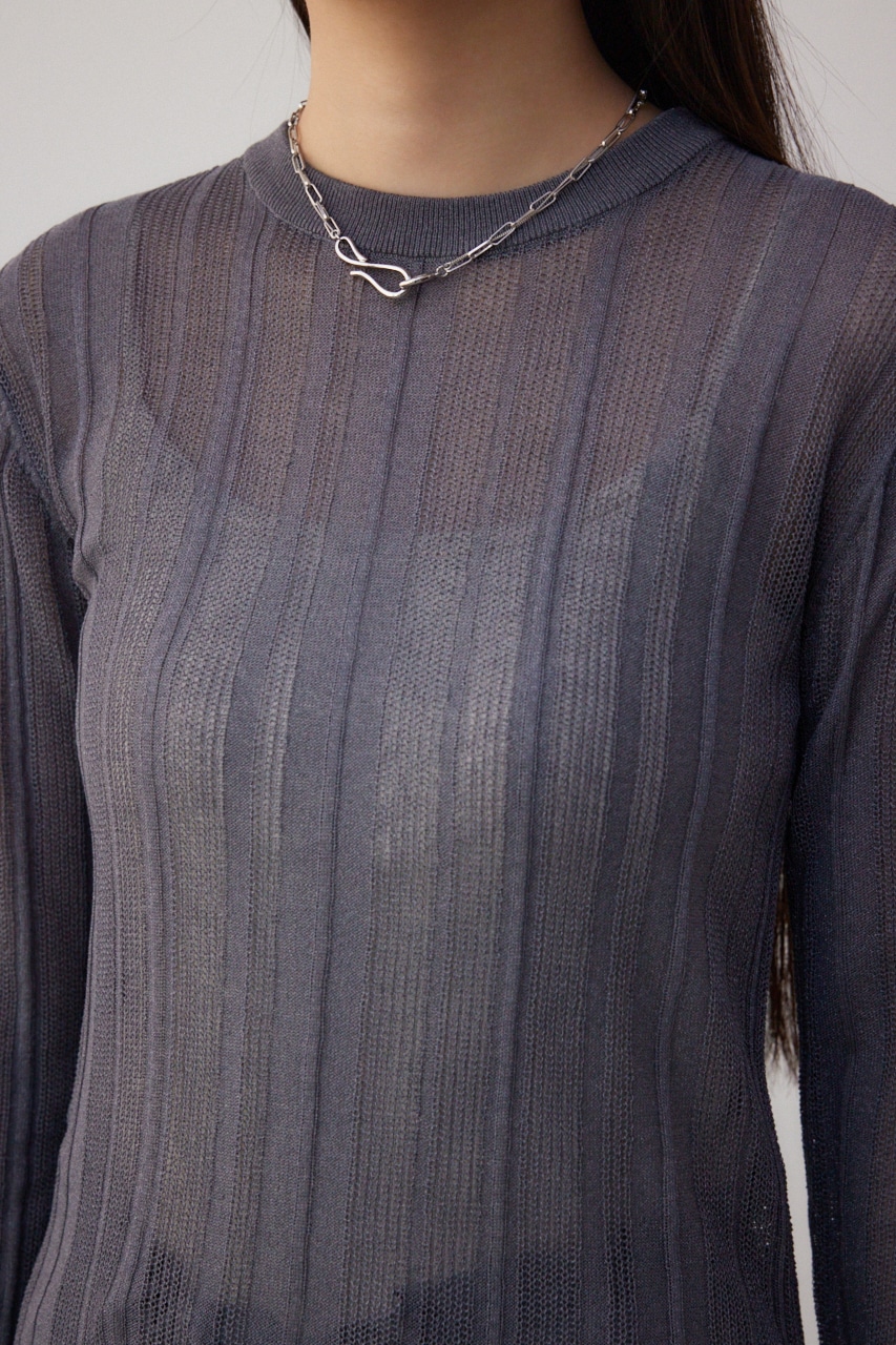 シアーランダムリブニットトップス C.GRY FREE