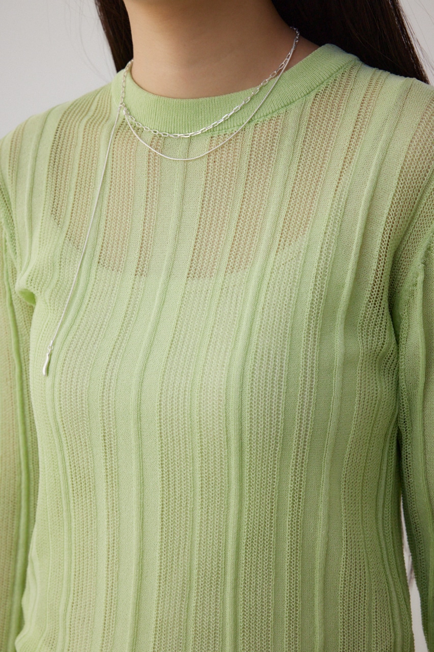 シアーランダムリブニットトップス MINT FREE