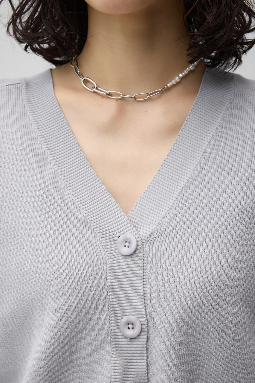 半袖ニットカーディガン GRY S