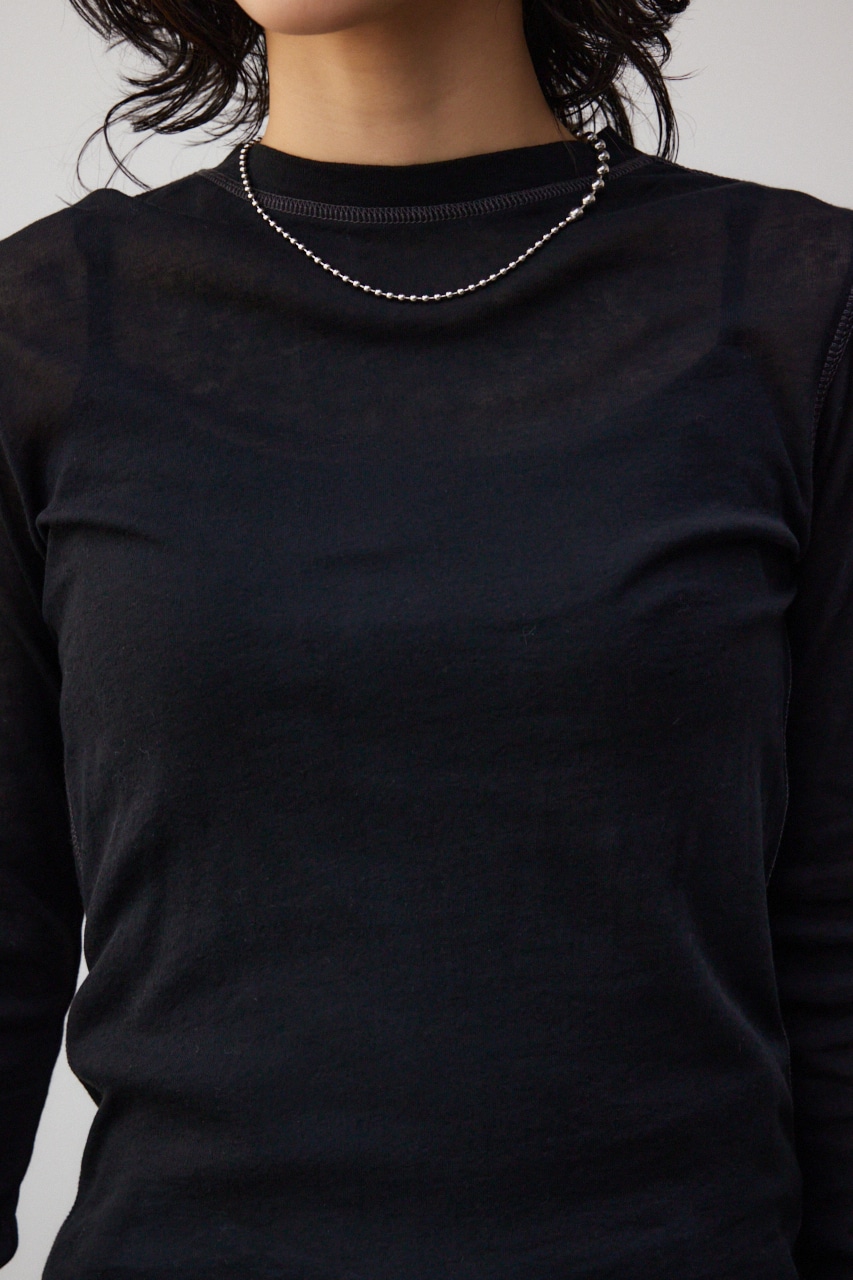 レイヤードカフロングシアートップス BLK FREE