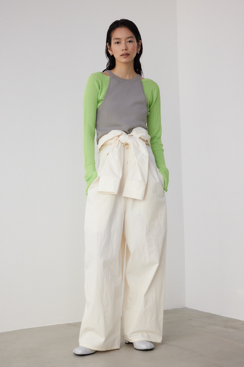 【PLUS】シアーレイヤードニットトップス LIME FREE