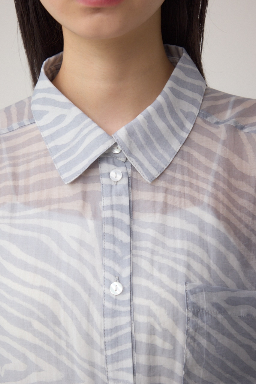 バックスリット総柄シアーシャツ 柄GRY FREE