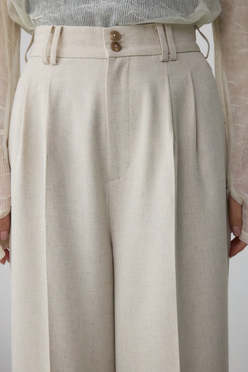 ポリエステルリネンミックスワイドパンツ L/BEG M
