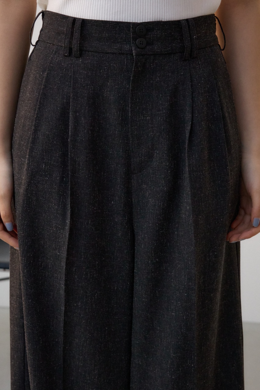 ポリエステルリネンミックスワイドパンツ L/BLK S