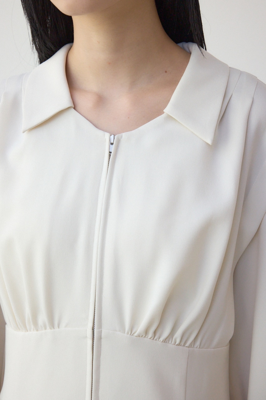 ウエストタック切り替えフレアワンピース L/BEG S