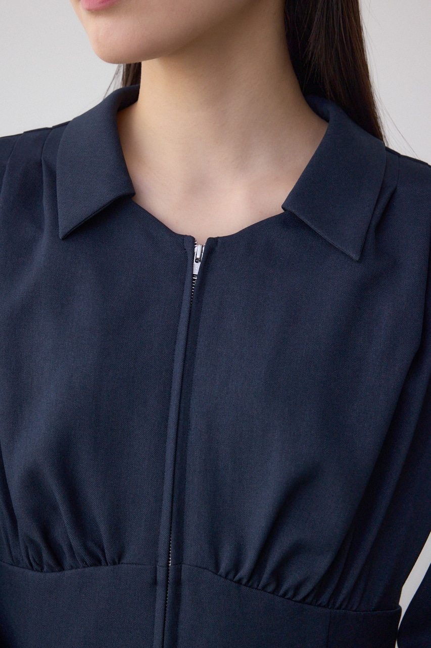 ウエストタック切り替えフレアワンピース NVY S