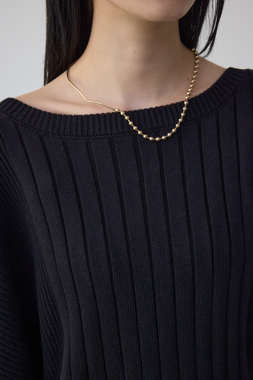 2WAYショルダーボタンニット BLK FREE