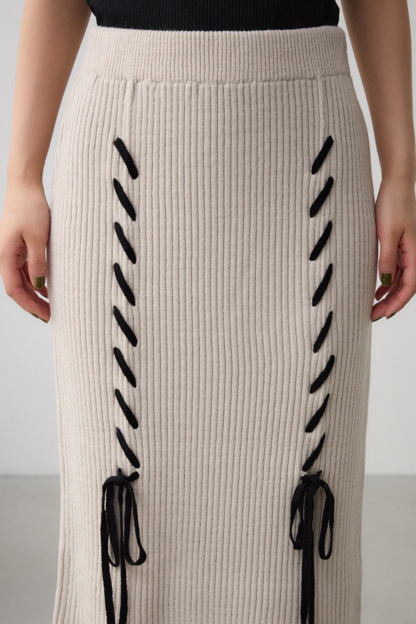 ステッチデザインリブスカート IVOY FREE