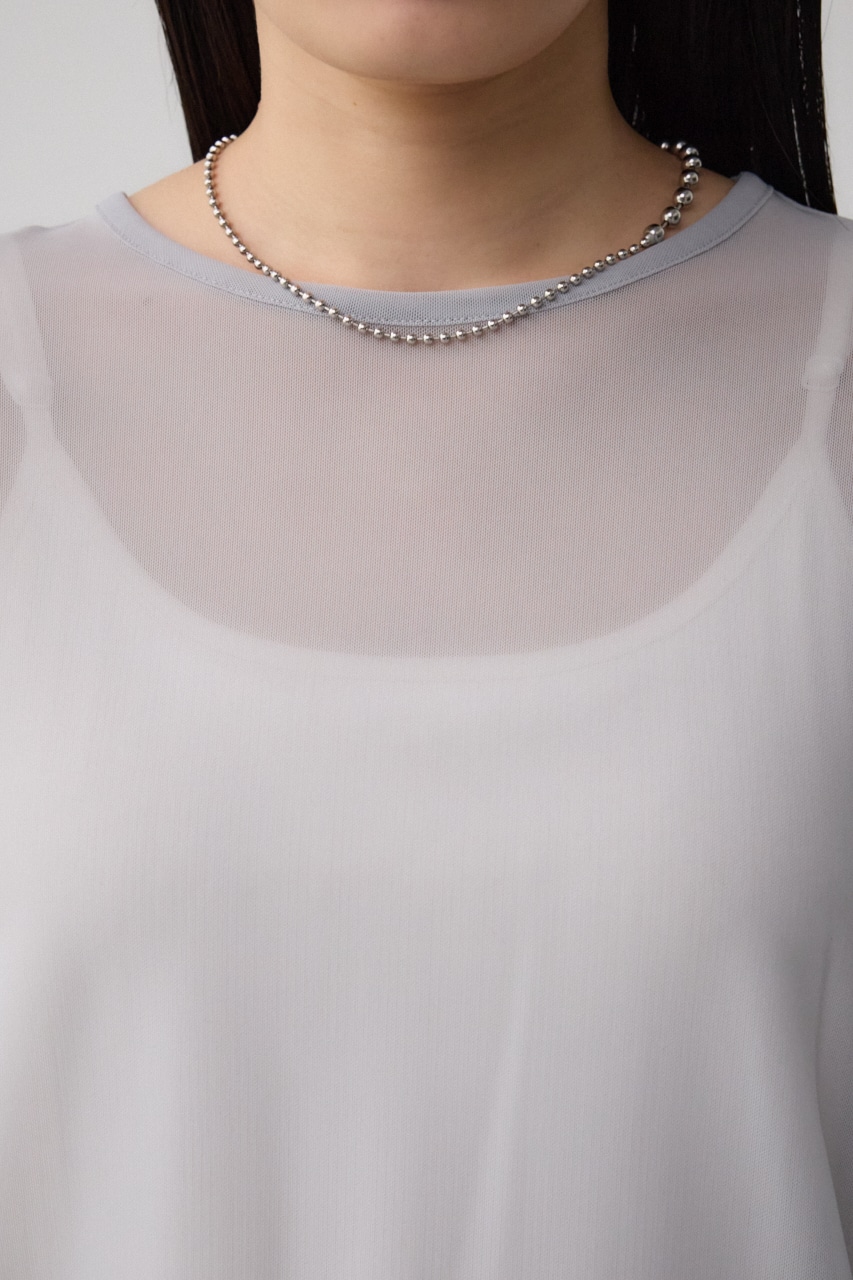 バックスリットシアーロングトップス L/GRY FREE