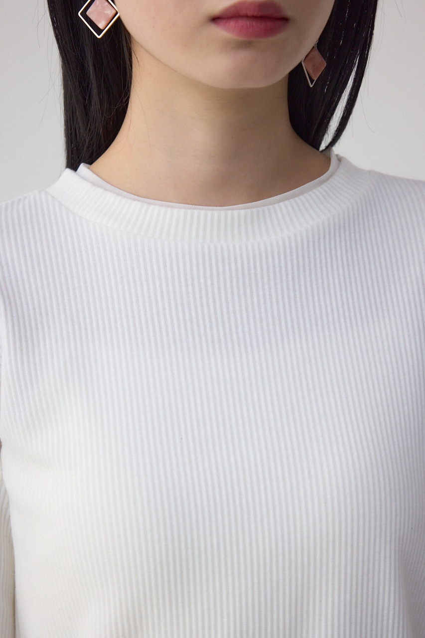 シアーネックリブトップス O/WHT FREE