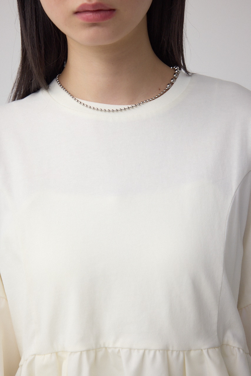 タックスリーブ半袖デザインカットトップス IVOY FREE