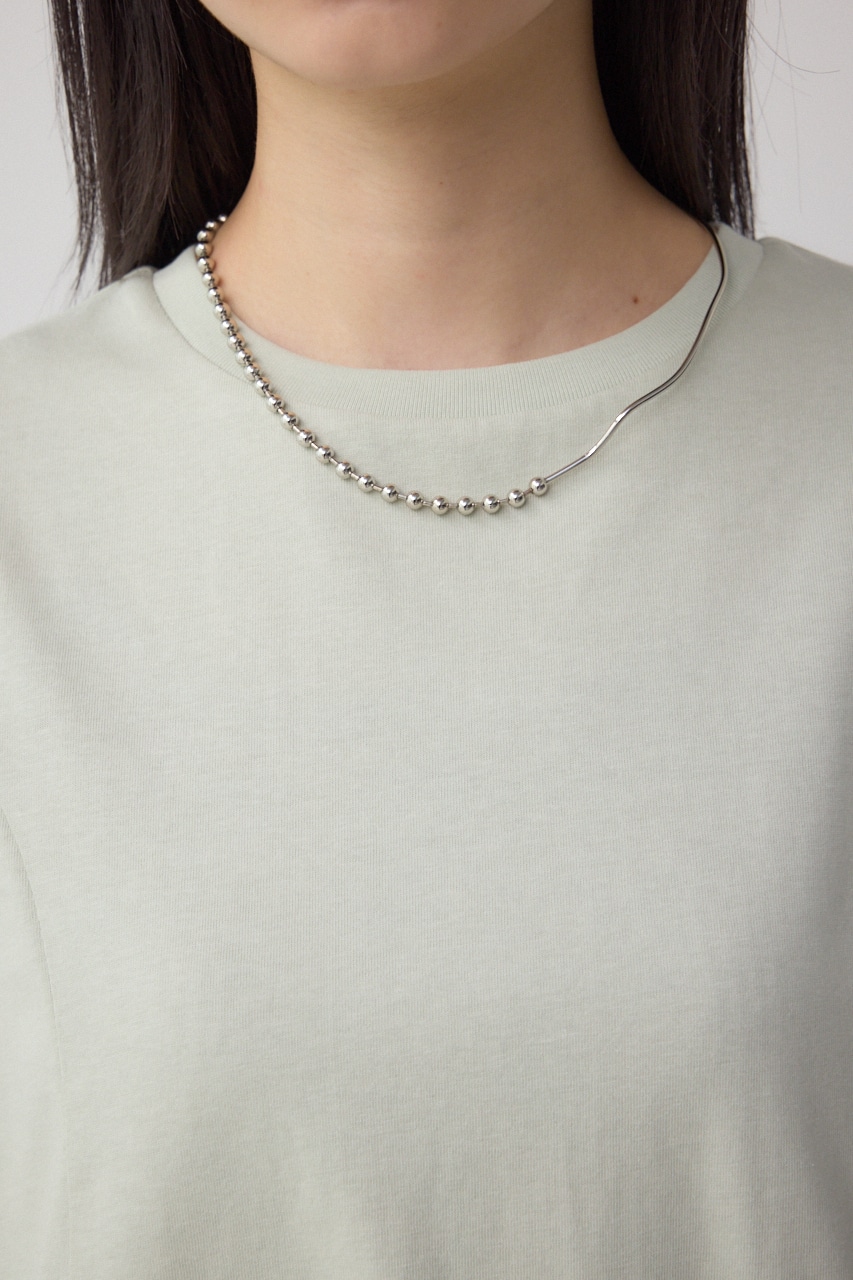 タックスリーブ半袖デザインカットトップス L/GRN FREE