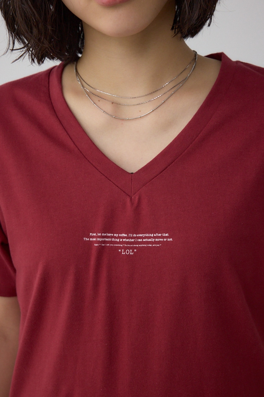 チェストメッセージロゴTシャツ RED M