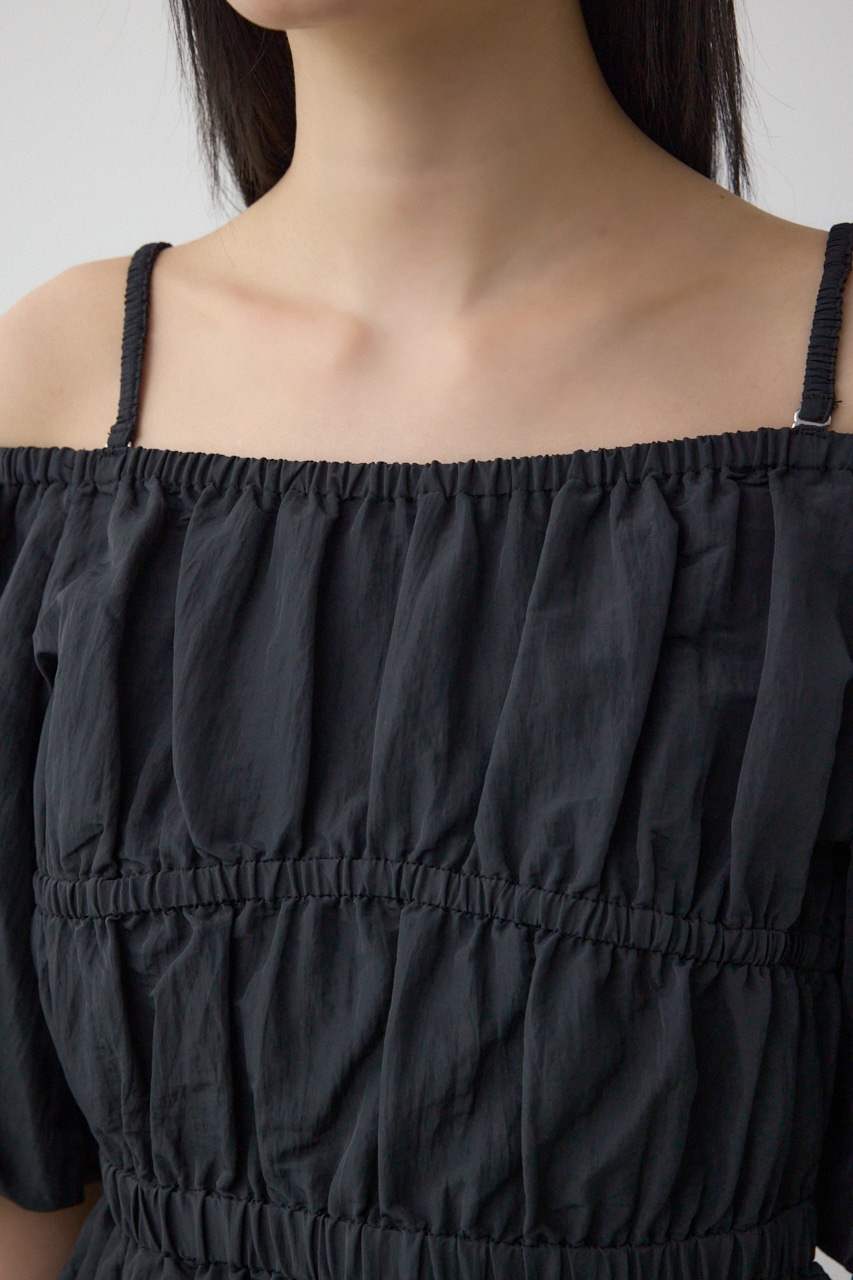 パフショルダー2WAYブラウス BLK FREE