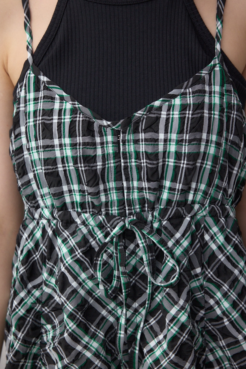 チェックキャミソール2WAYワンピース 柄BLK FREE