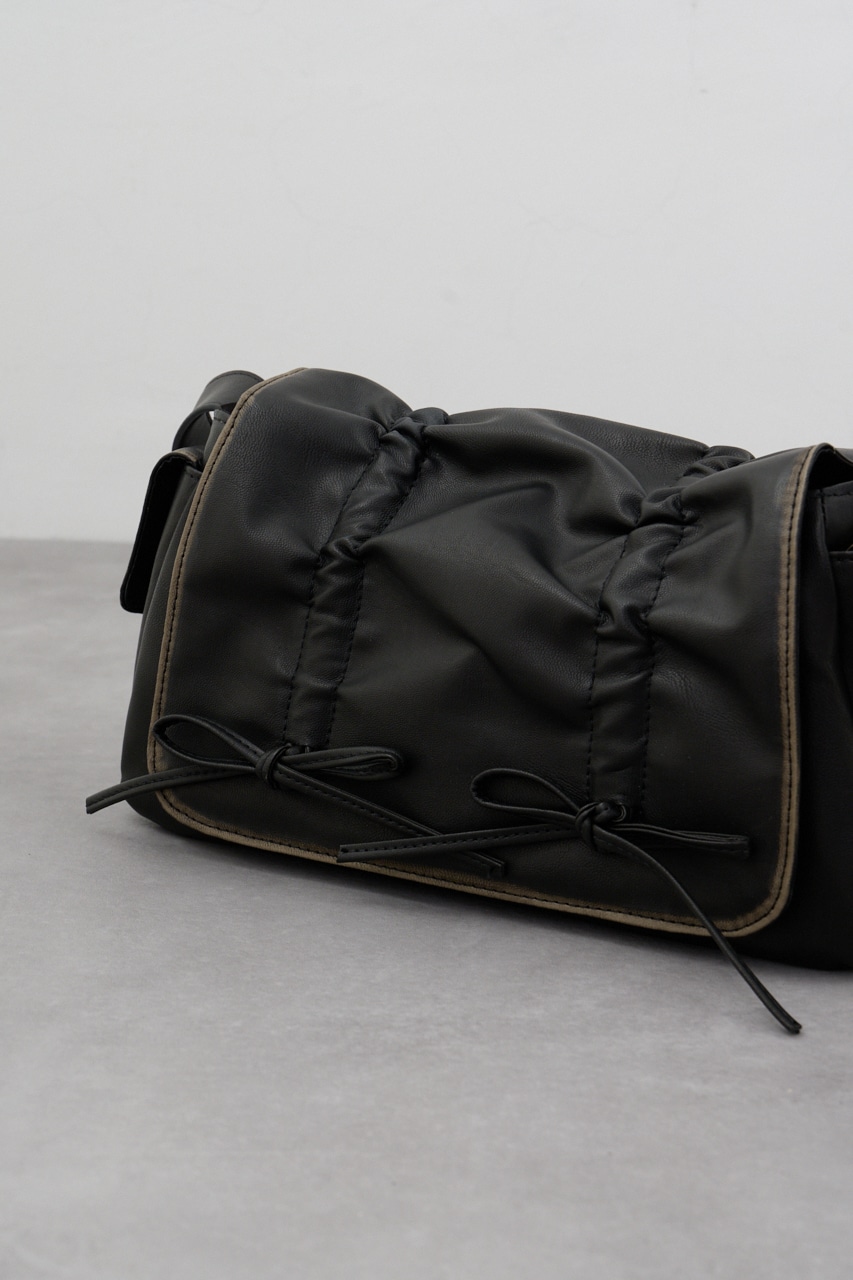 リボンデザインフラップバッグ BLK FREE