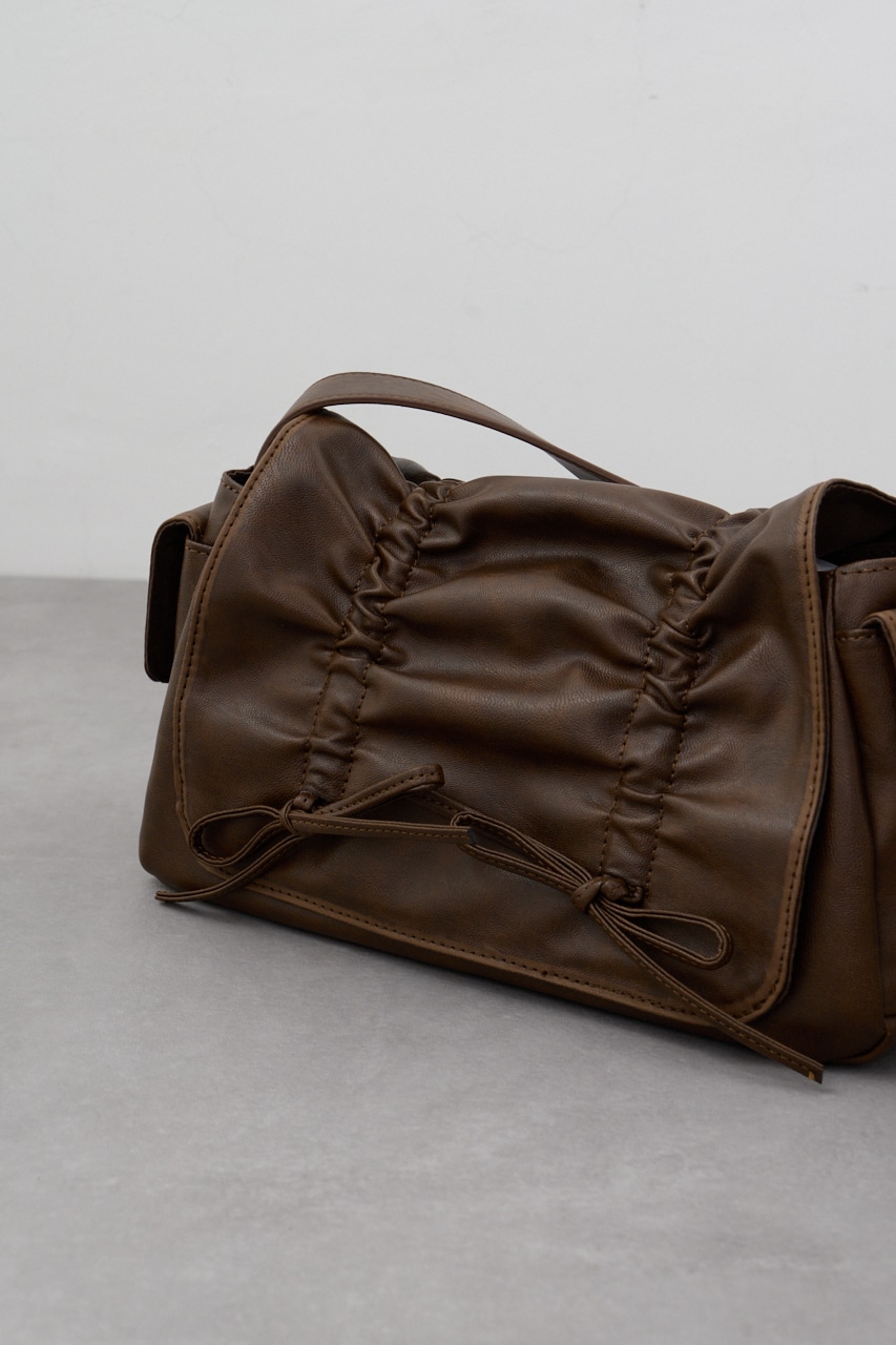 リボンデザインフラップバッグ BRN FREE