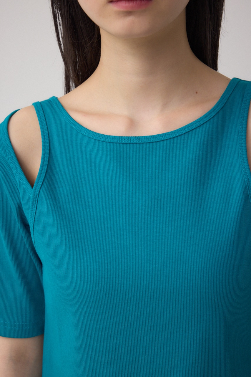 デザインネックショートTシャツ BLU FREE