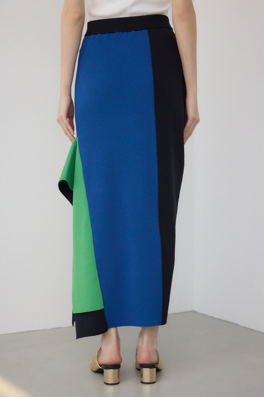 【PLUS】パネルドレープマーメイドスカート 柄BLK M