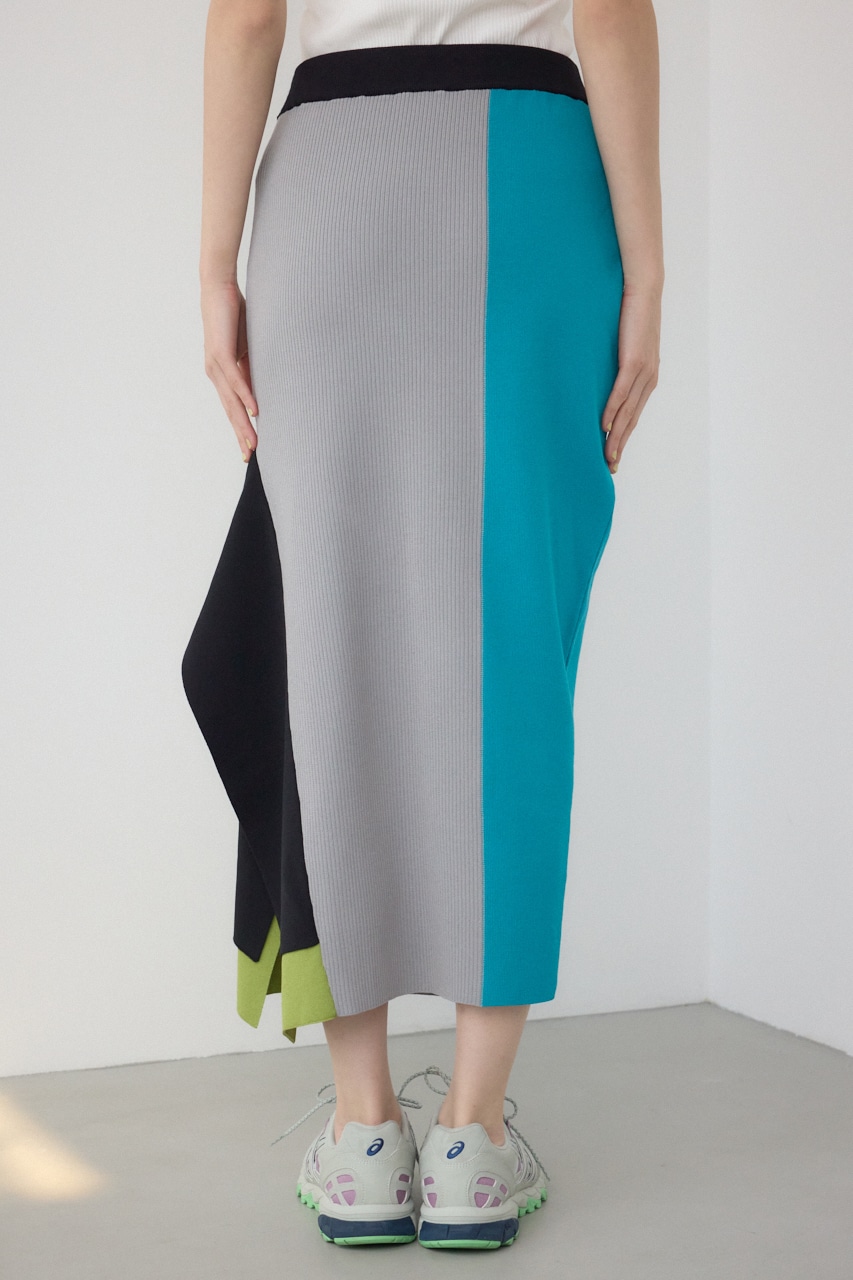 【PLUS】パネルドレープマーメイドスカート 柄GRY M