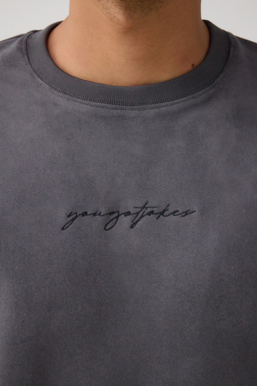 フェイクスウェード刺繍ロゴトップス GRY FREE