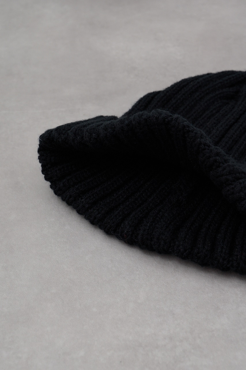 ロゴ刺繍リブニットワッチ BLK FREE