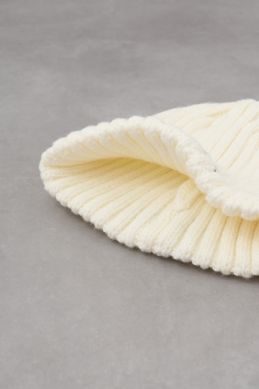 ロゴ刺繍リブニットワッチ WHT FREE