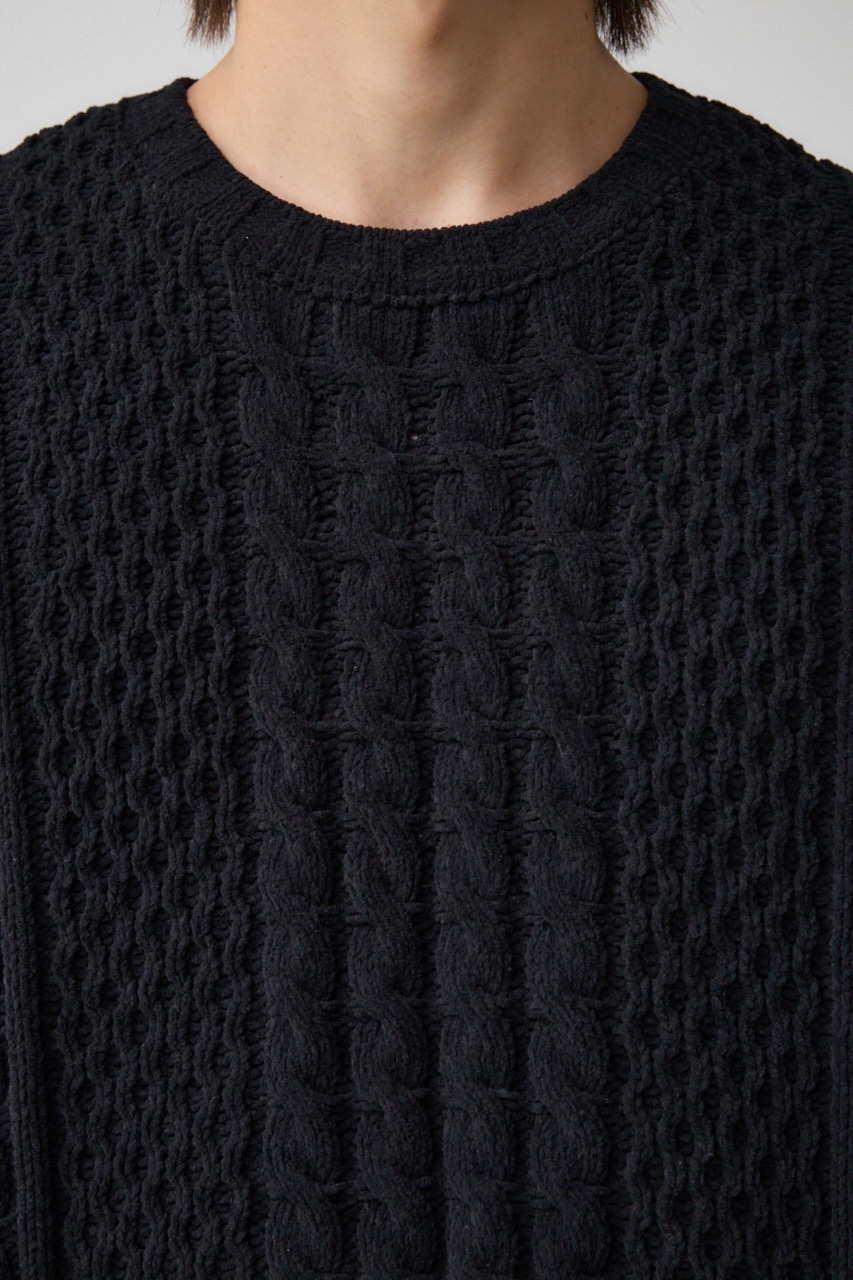 シェニールケーブルニット BLK S-M