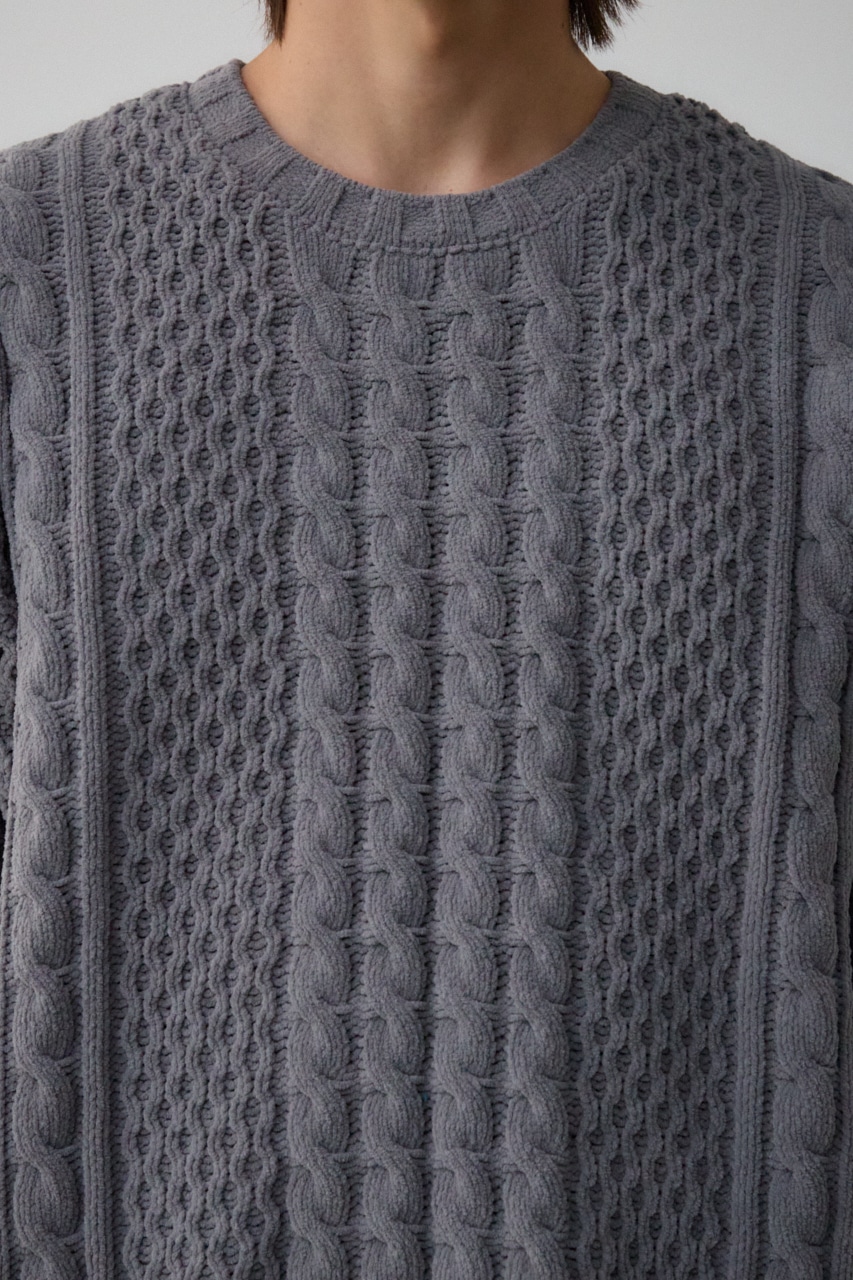 シェニールケーブルニット GRY S-M