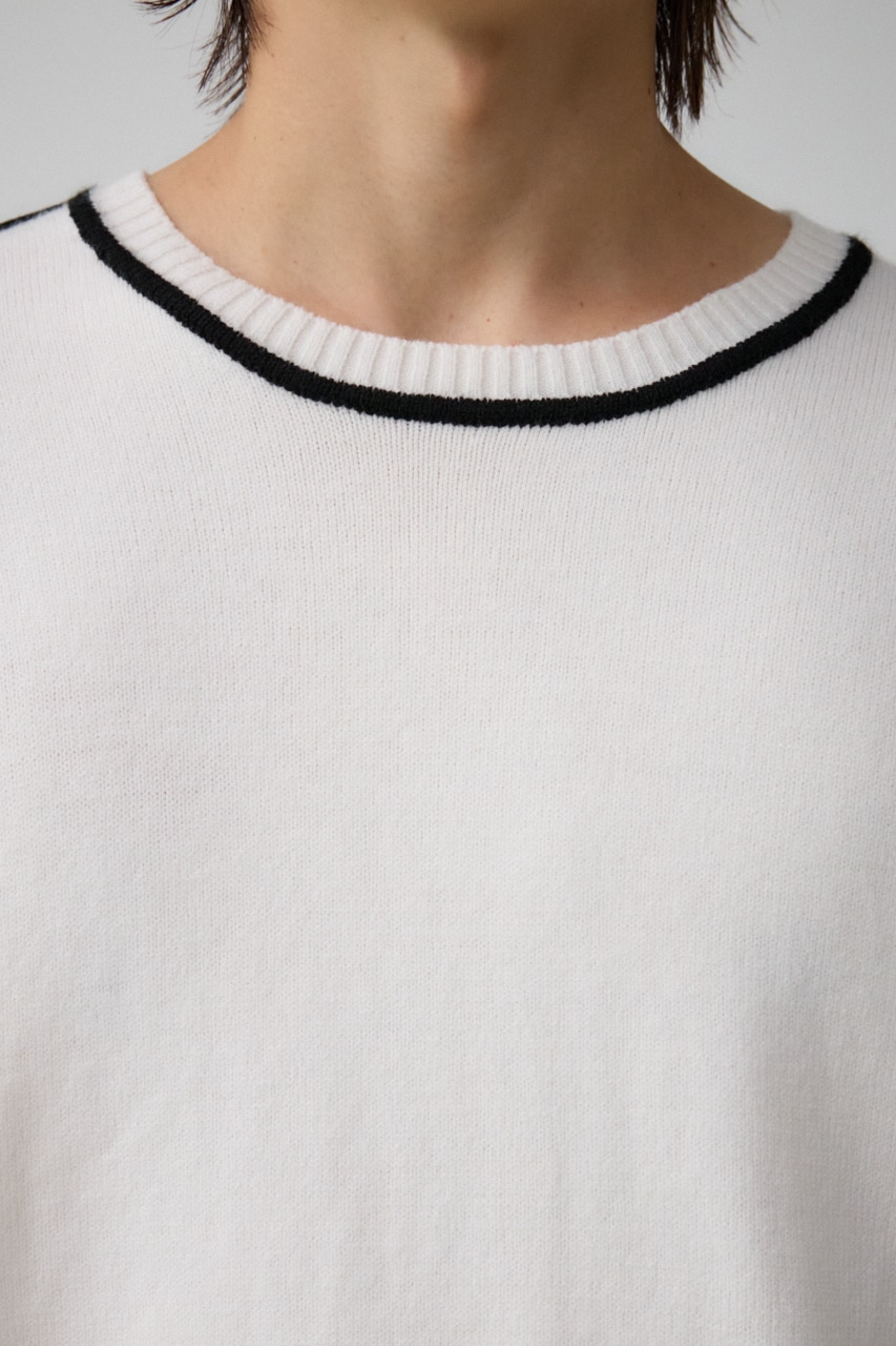 配色パイピングニット O/WHT FREE
