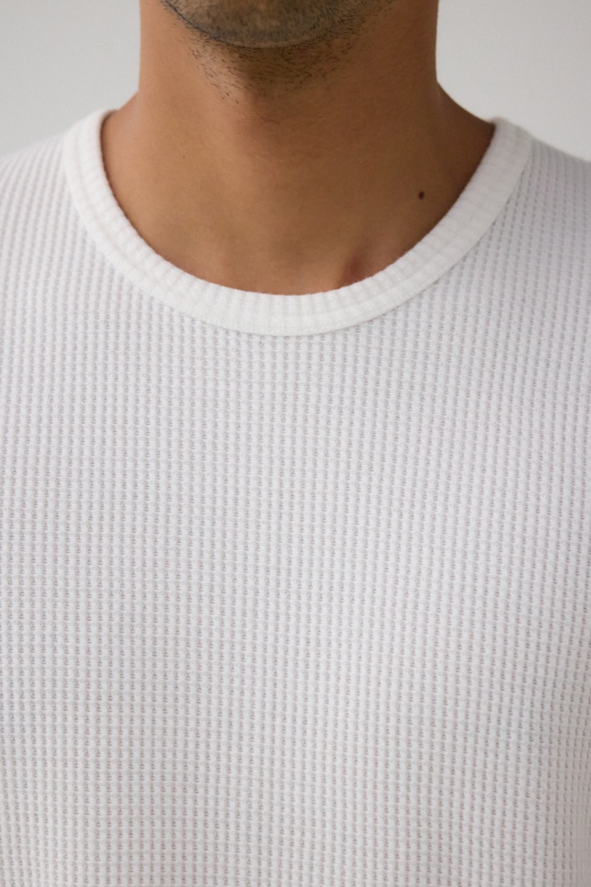 ヘビーワッフル長袖プルオーバー WHT M