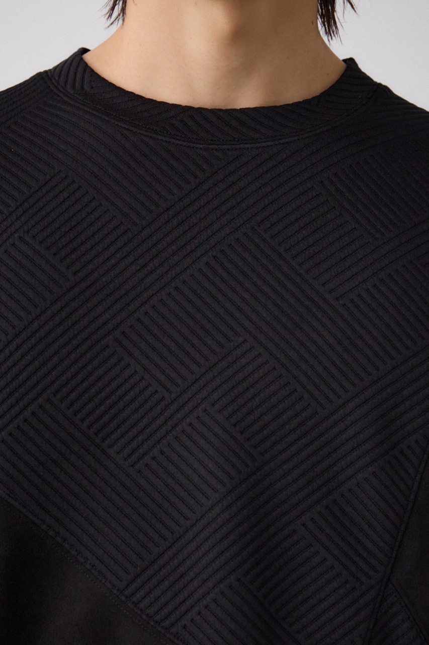 異素材スウィッチングプルオーバー 柄BLK M