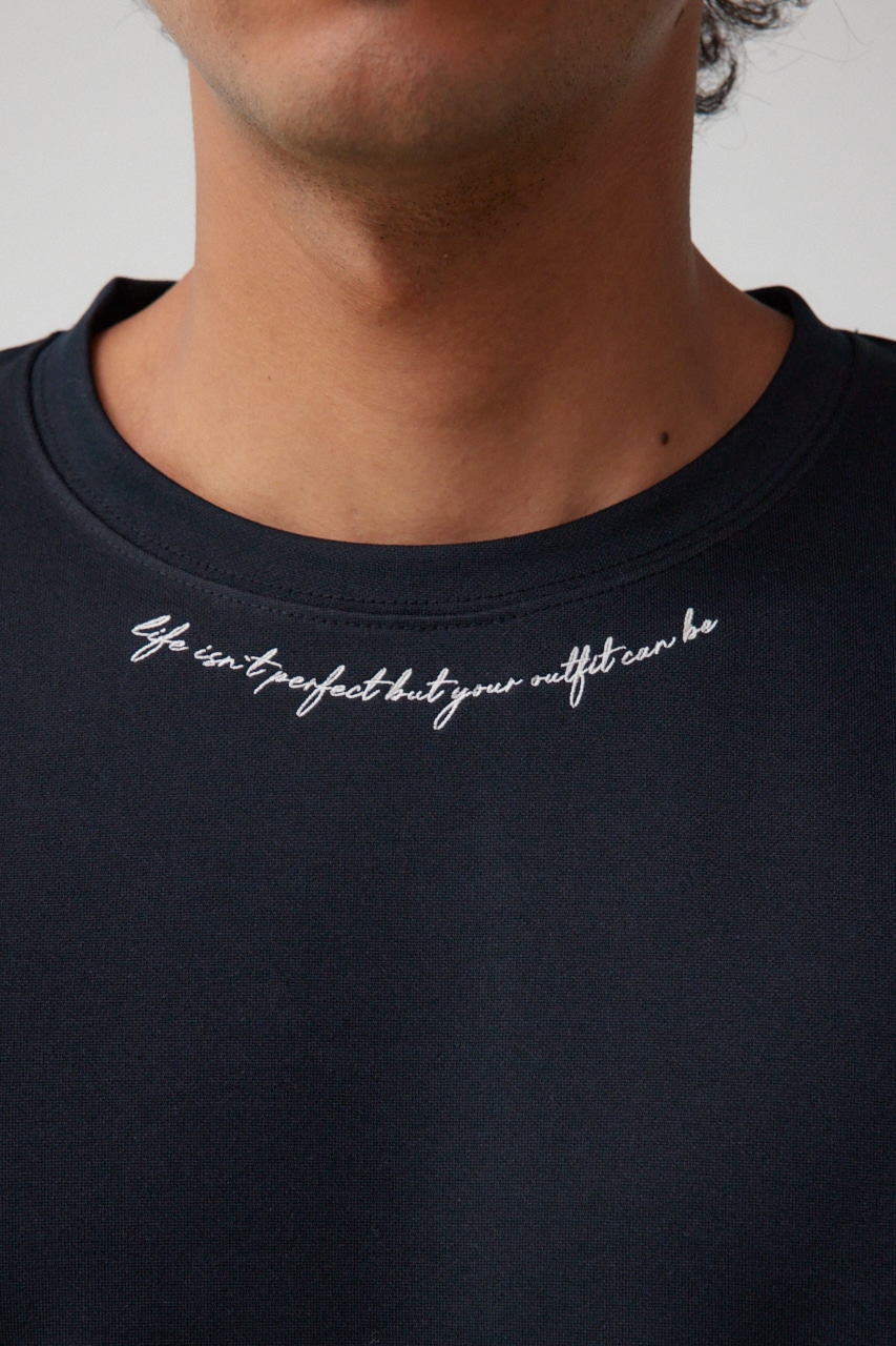 ポンチ刺繍ロングTシャツ BLK M