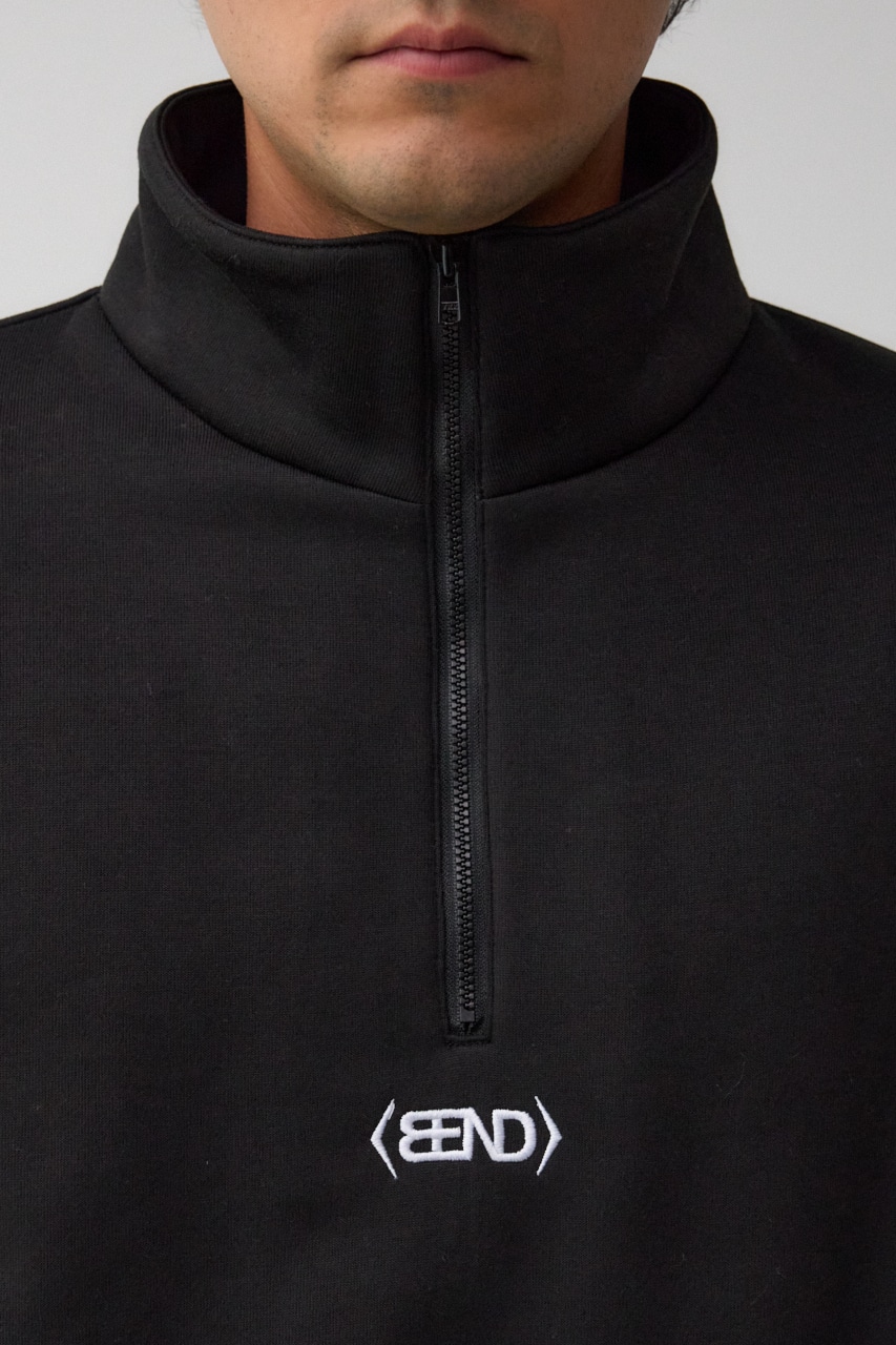 裏起毛ロゴハーフジッププルオーバー BLK FREE