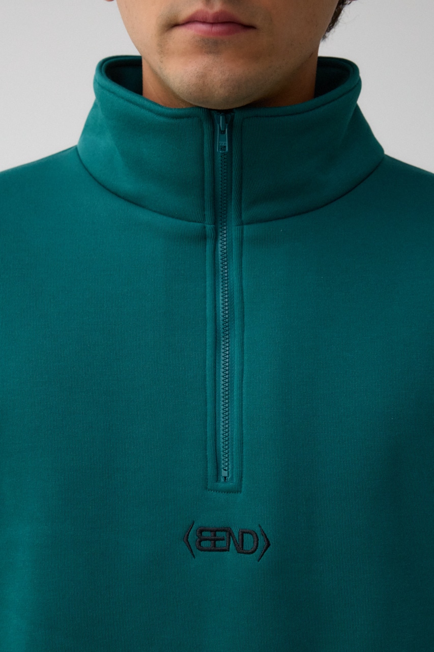 裏起毛ロゴハーフジッププルオーバー GRN FREE