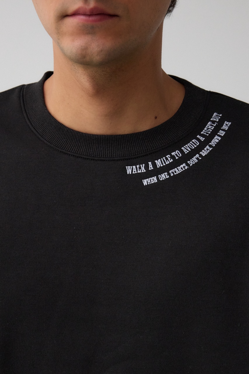 裏起毛ネック刺繍プルオーバー BLK L