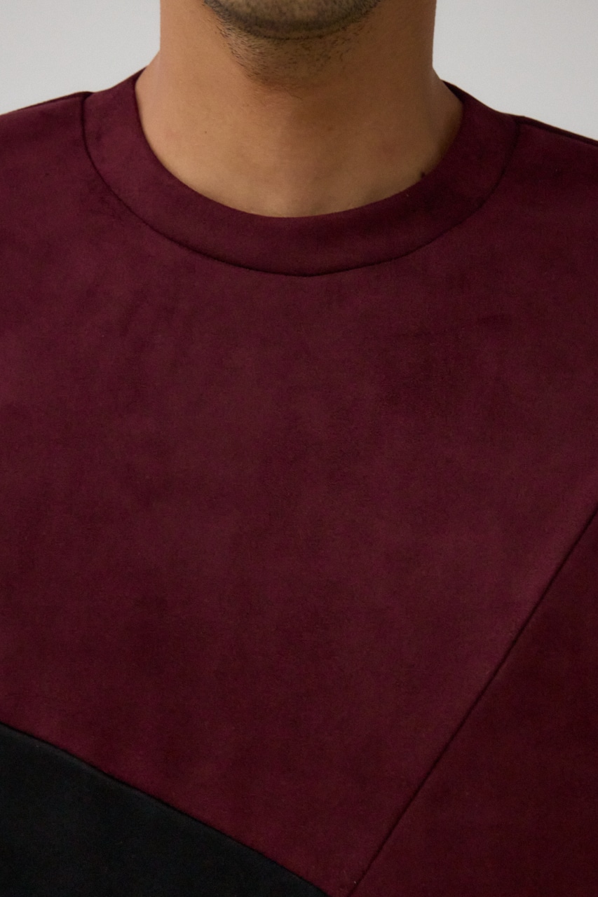 フェイクスウェードパネル切替トップス 柄BRD FREE