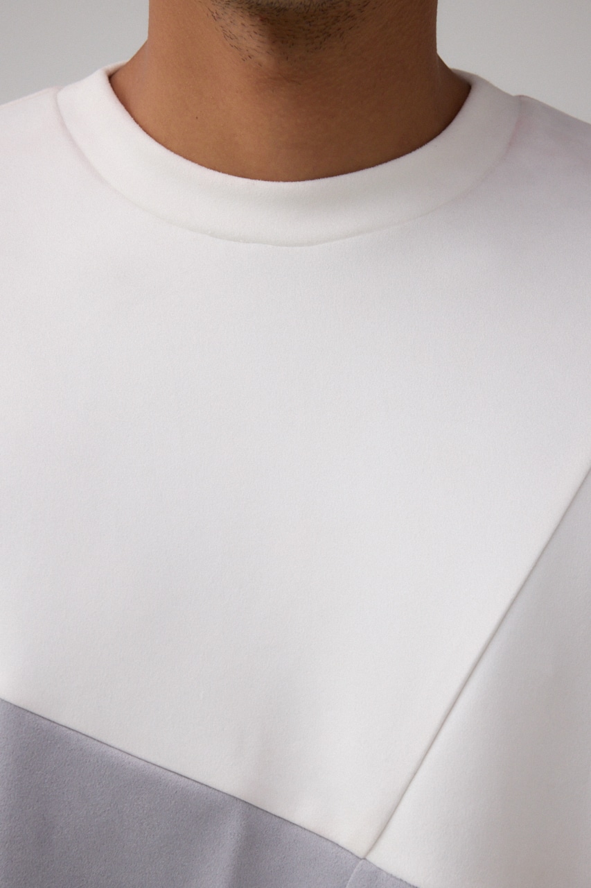 フェイクスウェードパネル切替トップス 柄WHT FREE