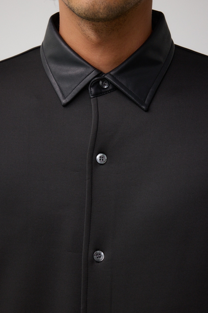 フェイクレザースウィッチングシャツ 柄BLK FREE