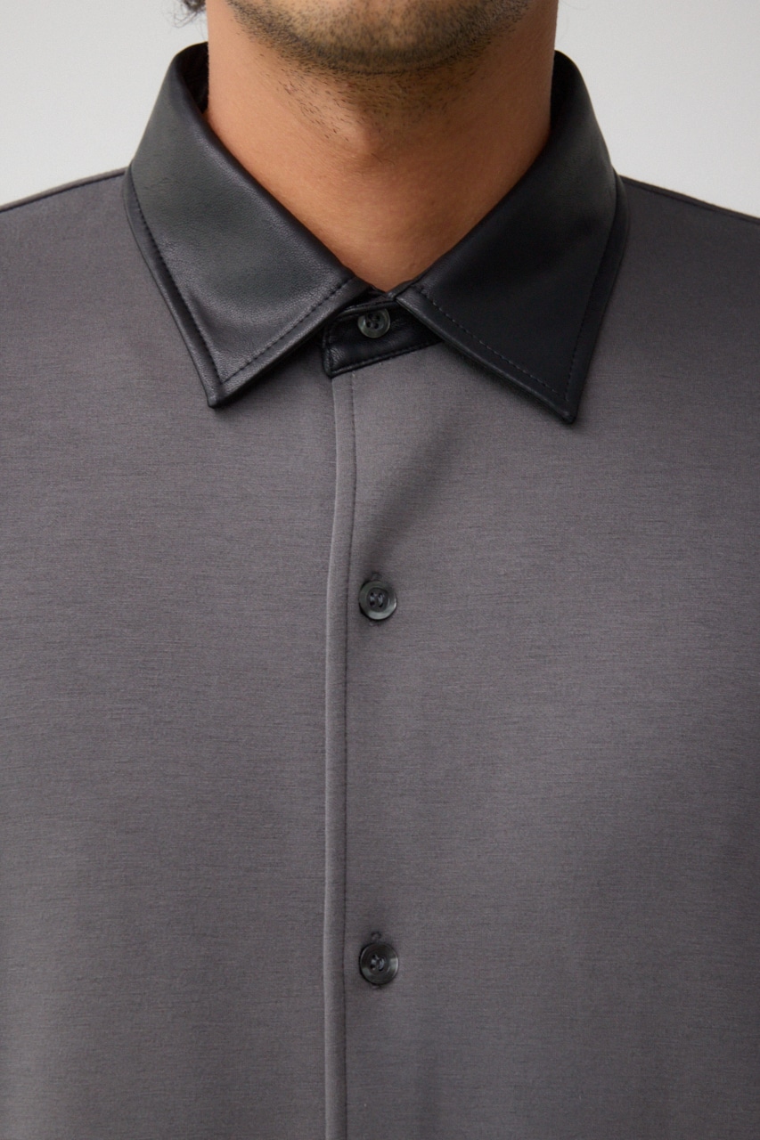 フェイクレザースウィッチングシャツ 柄GRY FREE