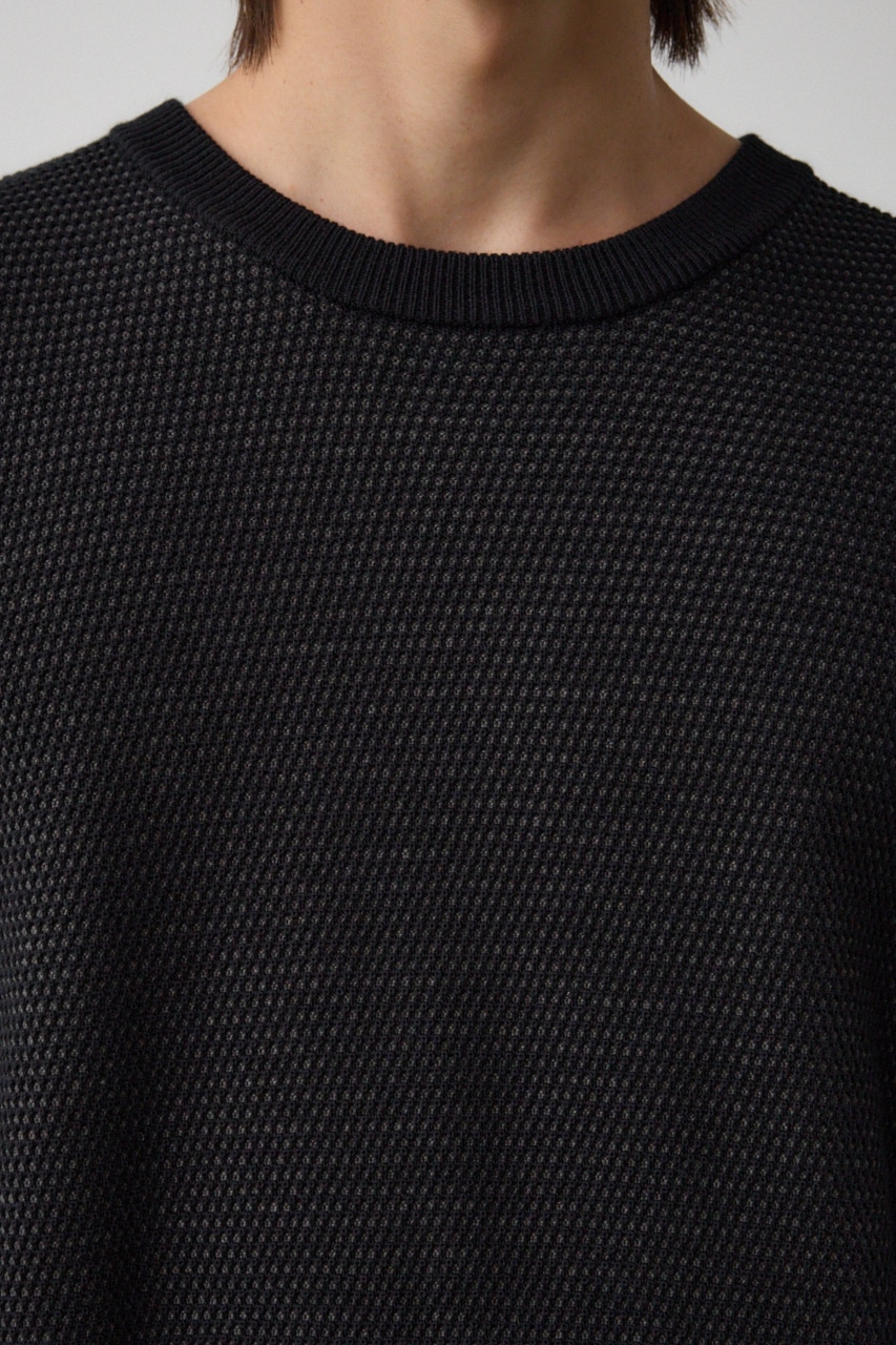 ハニカムベーシッククルーネックニット BLK M