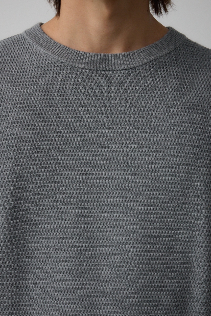 ハニカムベーシッククルーネックニット GRY M