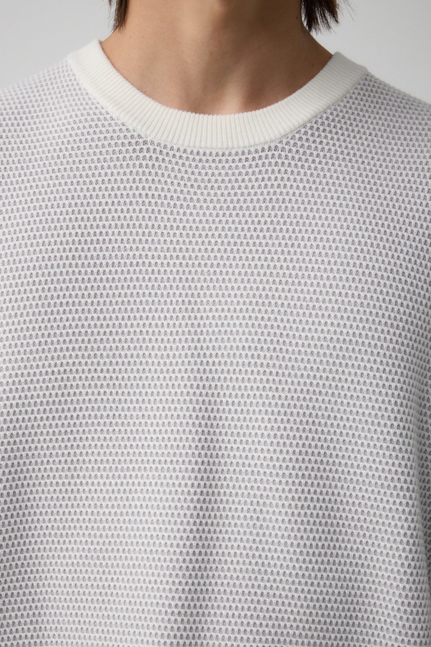 ハニカムベーシッククルーネックニット WHT L