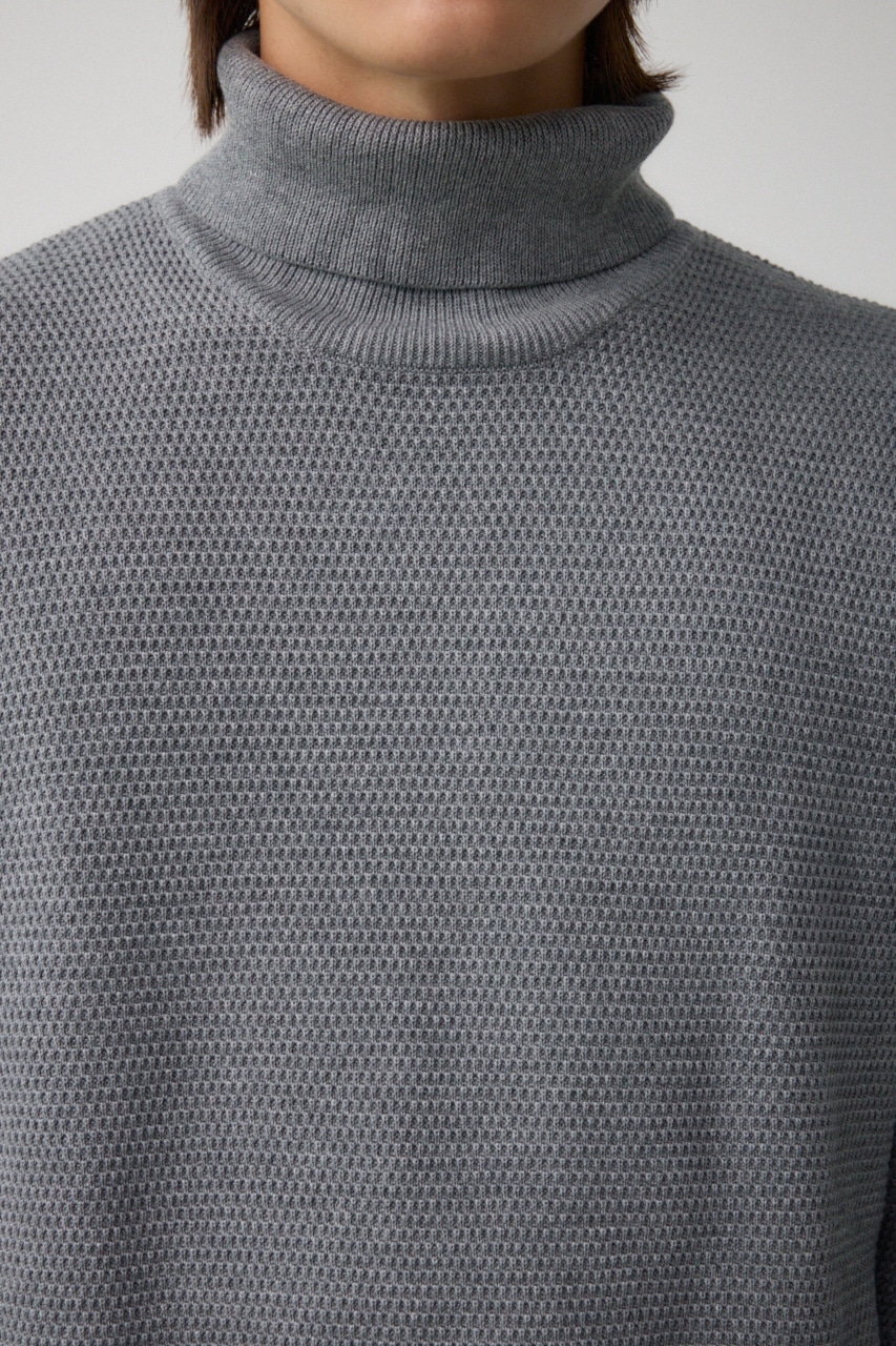 ハニカムタートルネックニット GRY M