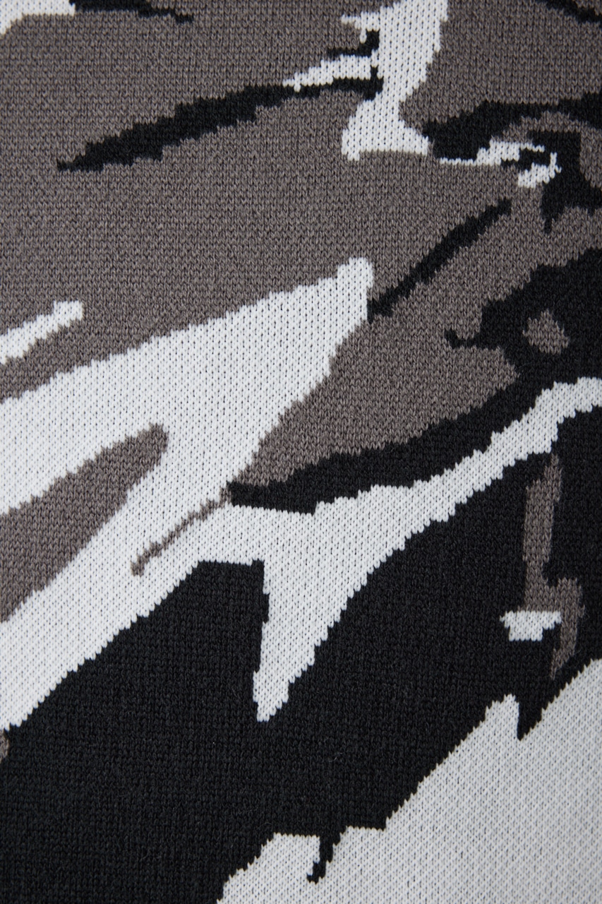 アグリゲーションジャガードニット 柄BLK L