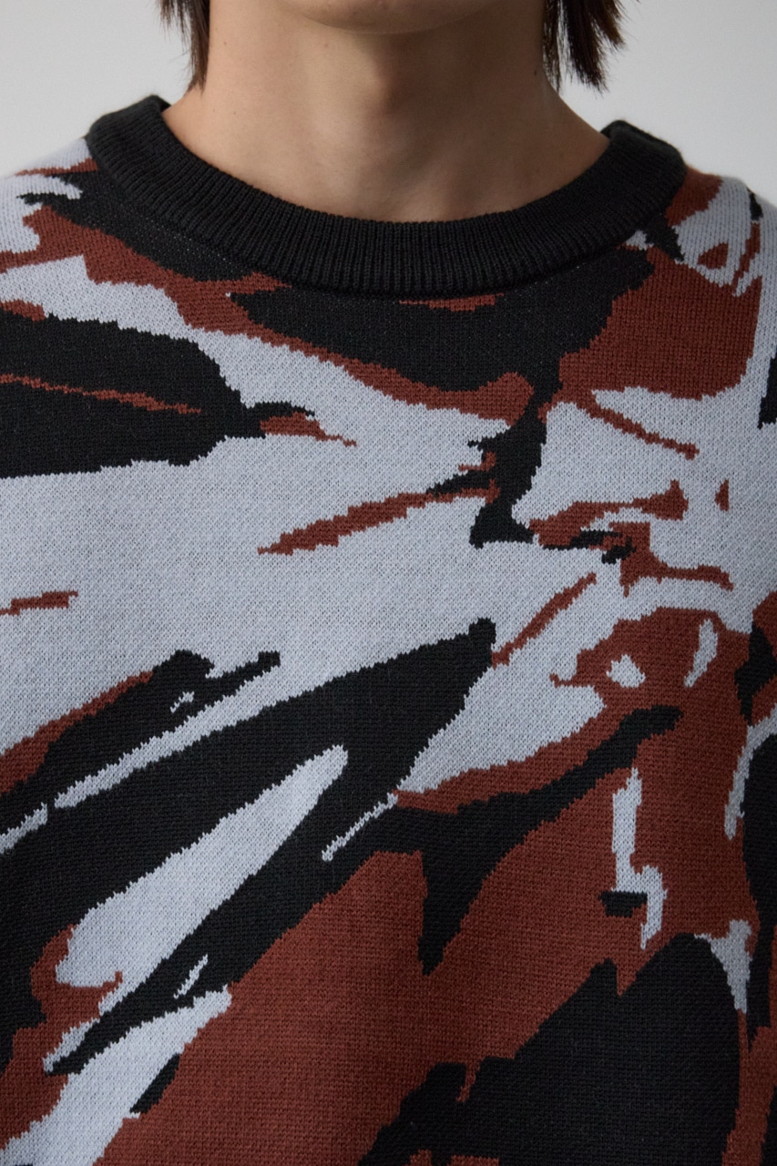 アグリゲーションジャガードニット 柄BRN M